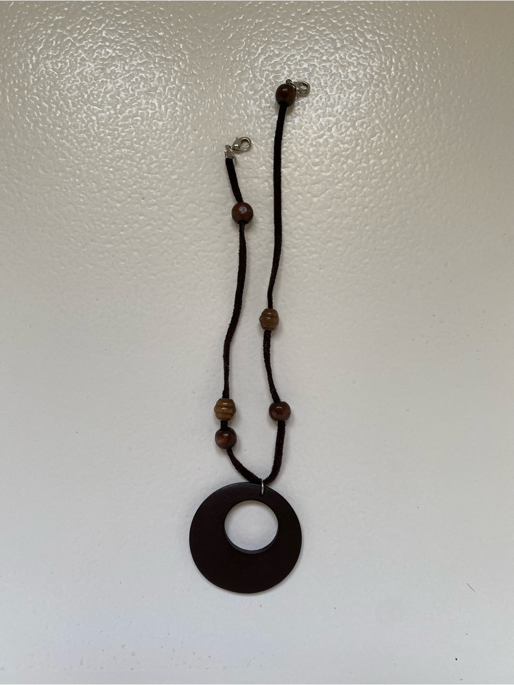 Brown Wooden Circle Pendant Necklace - Women Jewelry